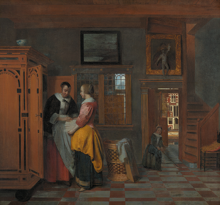 Interior with Women beside a Linen Cupboard (1663), Pieter de Hooch. Rijksmuseum, Amsterdam