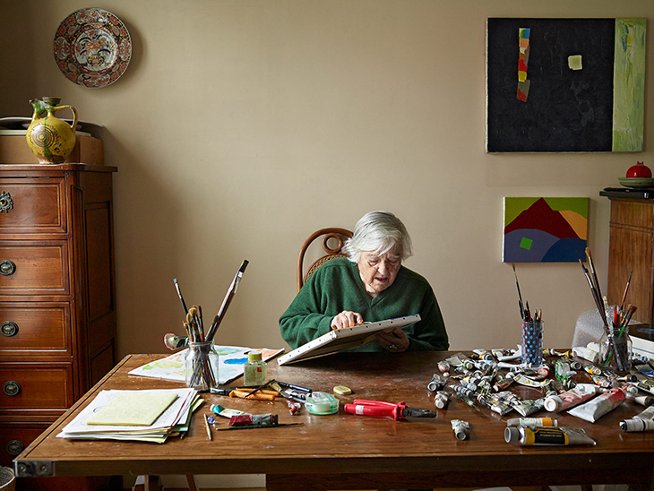 Etel Adnan in her studio in Paris. Photo: James Mollison