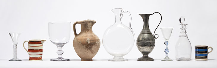 Glassware, jugs and mugs from Ben Nicholson’s studio.
