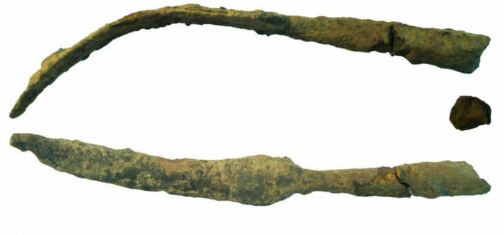 Early medieval iron spearhead.