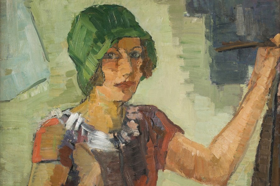 Woman painter at her easel (detail; n.d.), Hanna Bekker vom Rath.