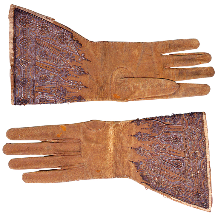 Gloves given by Charles I on the scaffold to Archbishop Juxon (17th century). Lambeth Palace Library, London