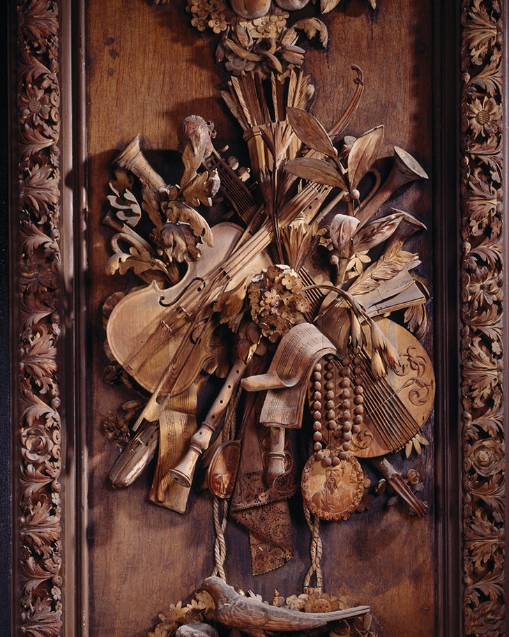 Limewood carving by Grinling Gibbons, in the Carved Room (c. 1692) at Petworth House, West Sussex