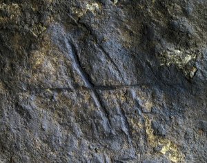 An image of the Neanderthal ‘hashtag’ found in Gibraltar.