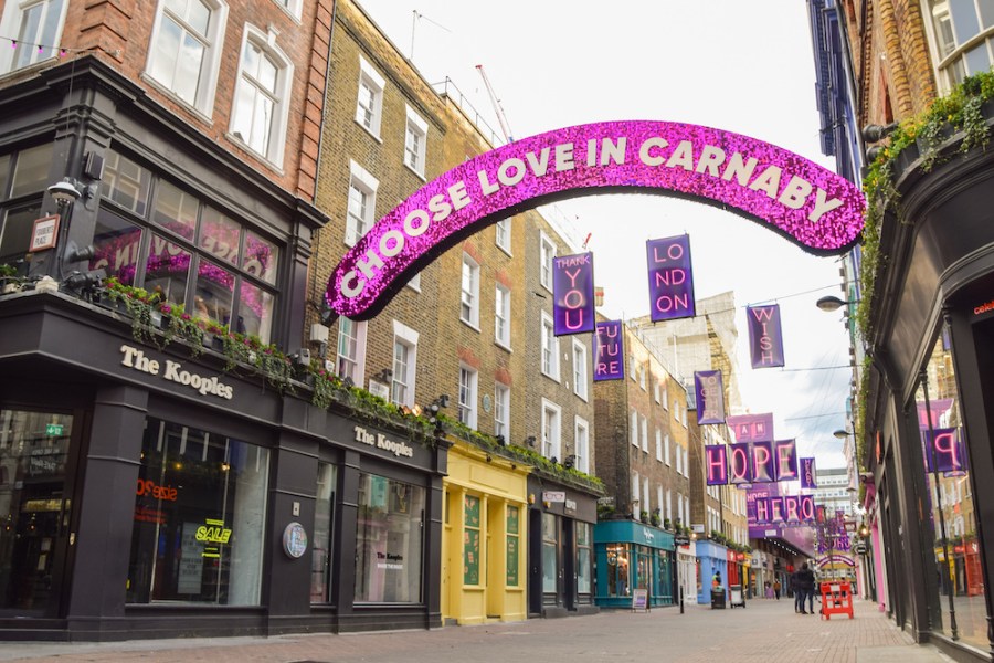 Private party? Carnaby Street in Soho, London, in late 2020.