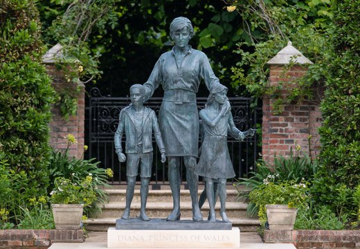 Wardrobe malfunction: statue of Princess Diana by Ian Rank-Broadley, unveiled in the Sunken Garden at Kensington Palace on 1 July 2021.