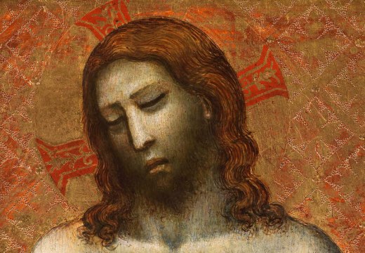 Christ as the Man of Sorrows (detail; first half of 14th century), Giovanni Baronzio. ​Moretti Fine Art at Monaco Art Week