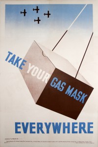 ‘Take Your Gas Mask Everywhere’ (1939), designed by Tom Eckersley for RoSPA.