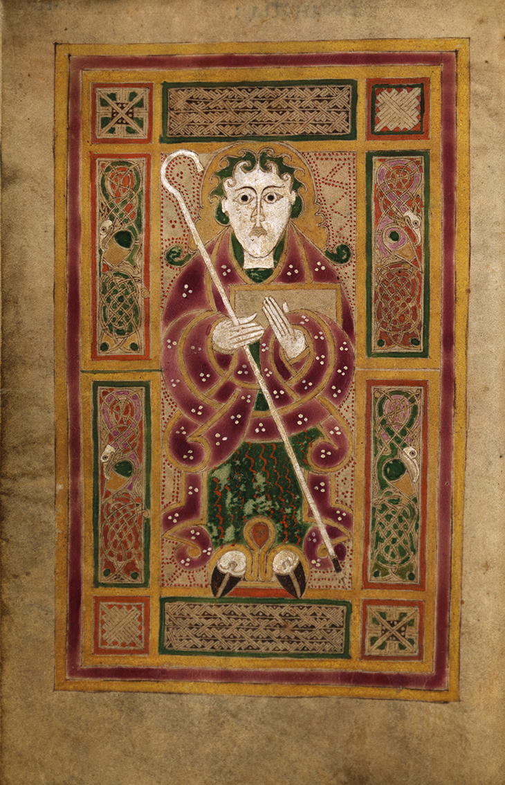 Portrait of Saint Matthew in the MacDurnan Gospels (ninth century), Armagh(?). Lambeth Palace Library, London