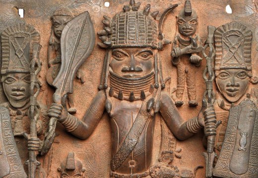 Detail of plaque (c. 16th–17th century), Benin City.