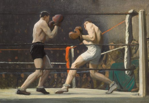 Boxing in Camp (The Light Heavy-Weights) (detail; 1918), Laura Knight.