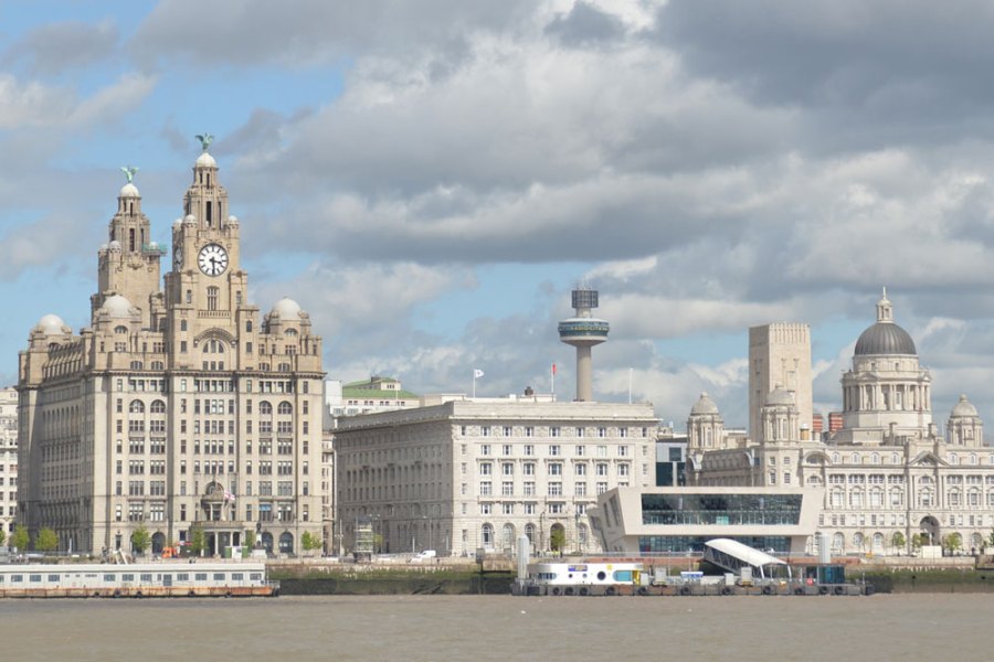The Royal Liver Building, the Cunard Building and the Port of Liverpool Building (known as The Three Graces), situated on Liverpool's Pier Head.
