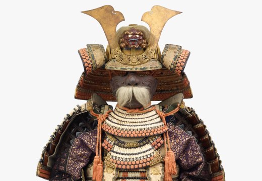 Domaru tosei gusoku armour, Japan, Momoyama period (1573–1615), with 19th-century lacing and brocade and menpo mask (c. 17