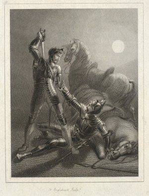 An engraving illustrating a scene from Walter Scott’s poem Marmion (1809), Richard Westall. Corson Collection, Edinburgh University Library.