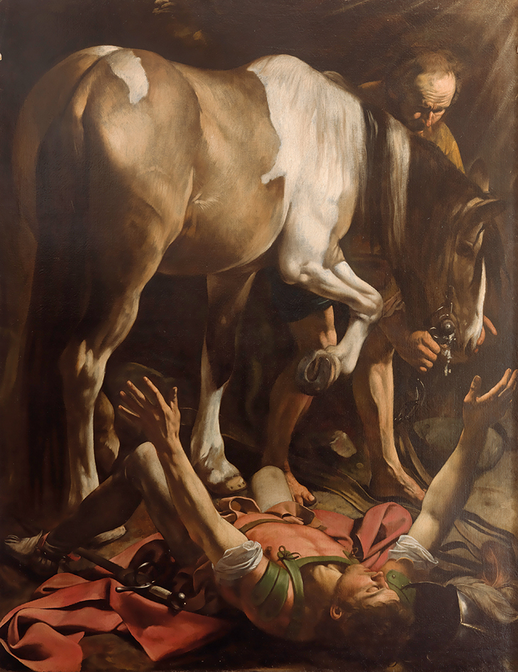 Conversion of Saint Paul (1600–01), Michelangelo Merisi da Caravaggio. Cerasi Chapel, Santa Maria del Popolo, Rome.