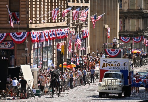 Whimsy galore: Glasgow decked out as Philadelphia for the arrival of Indiana Jones. Photo: Jeff J Mitchell/Getty Images