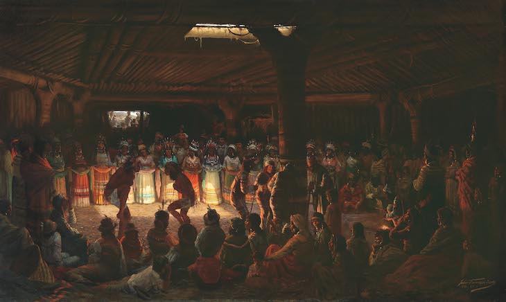 Dance in a Subterranean Round- house at Clear Lake, California (1878), Jules Tavernier.