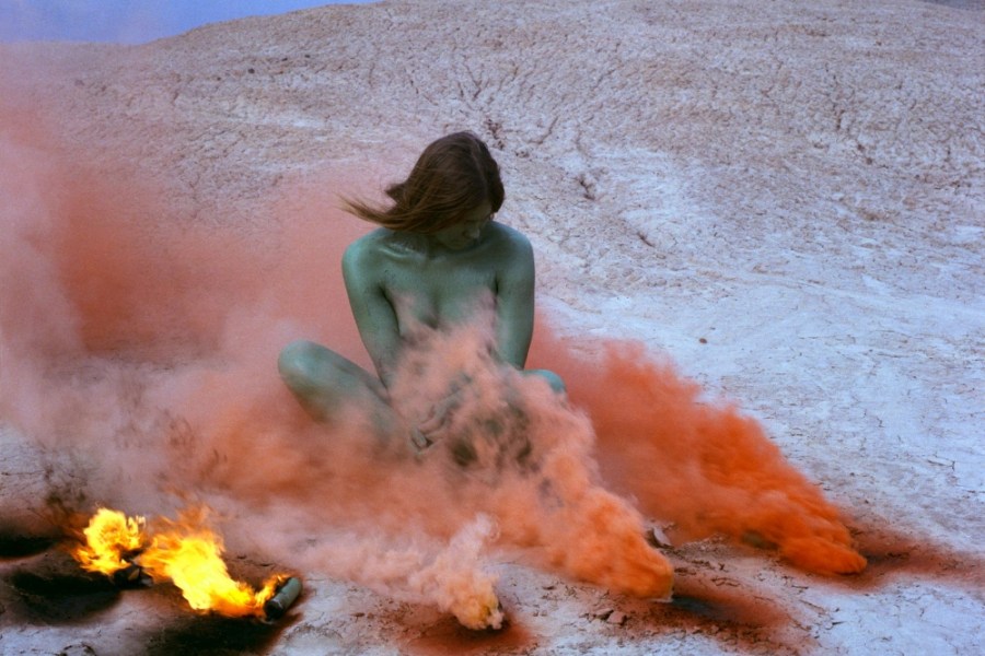 Immolation (1972) from the Women and Smoke series (1968–74), Judy Chicago; performed in the Californian desert. Photo: Through the Flower Archives. Courtesy the artist; Salon 94, New York; and Jessica Silverman, San Francisco; © Judy Chicago/ARS, New York
