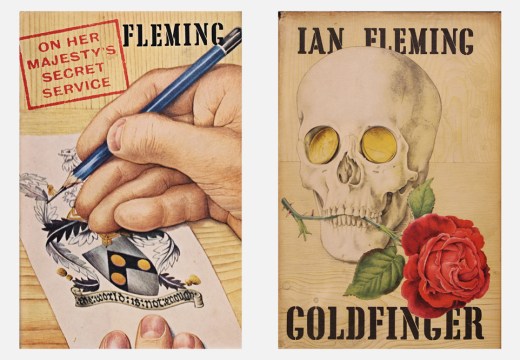 Richard Chopping’s covers for On Her Majesty’s Secret Service (1963) and Goldfinger (1959) by Ian Fleming.
