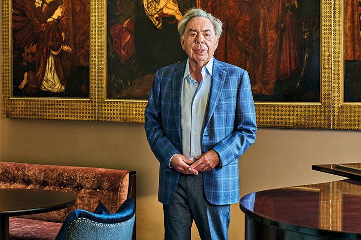 Andrew Lloyd Webber photographed in the Pre-Raphaelite Room at the Theatre Royal Drury Lane, London, in August 2021.