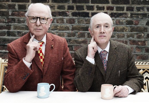 Gilbert & George, photographed at their home (and studio) in London, 2021.