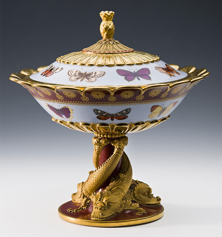 Sugar bowl, with cover from the Olympic Service (1804–07), Sèvres porcelain factory. 