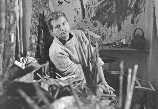Francis Bacon photographed by Cecil Beaton in 1960 in his studio at Overstrand Mansions in Battersea, London.