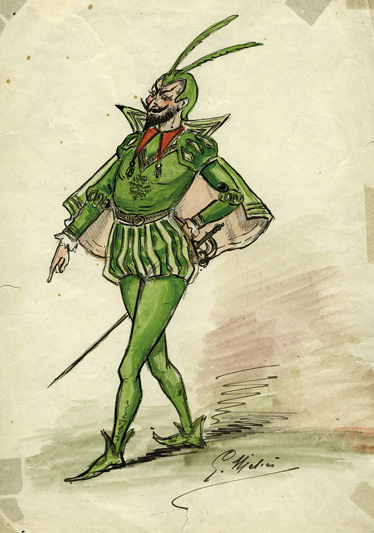 Sketch by Georges Méliès depicting himself as the title character in The Damnation of Doctor Faust (1904). Cinémathèque Française, Paris.