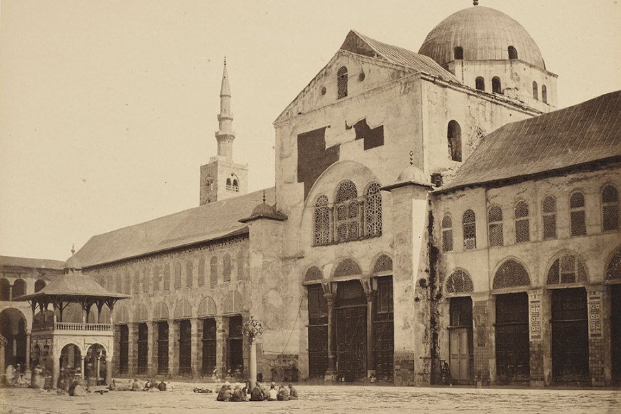 Courtyard facade of the Umayyad Mosque, Damascus (1862), Francis Bedford.