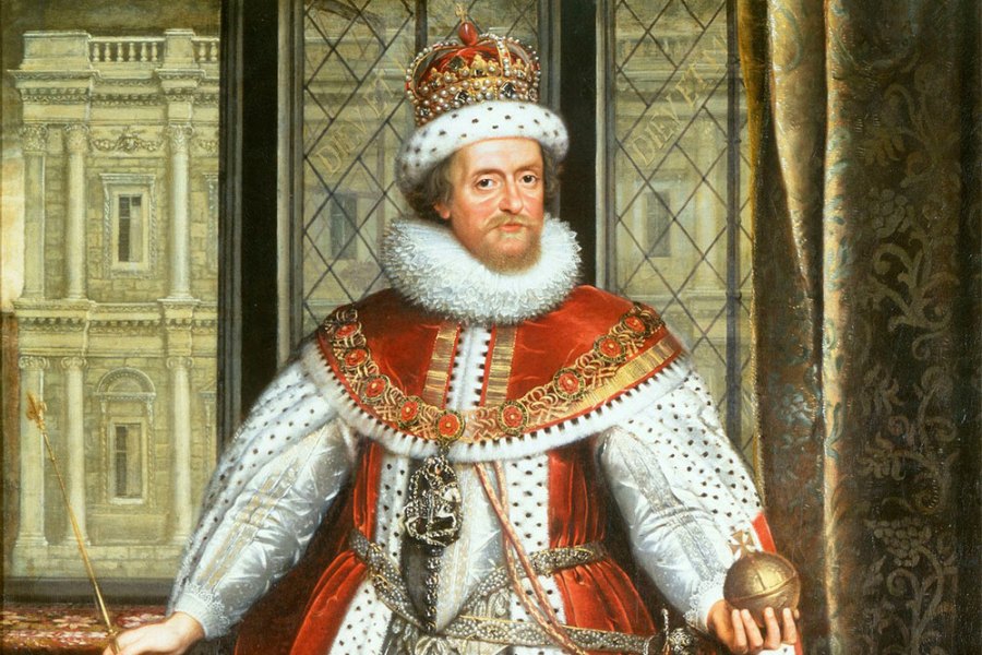 James VI & I (detail; c. 1620), Paul Van Somer.