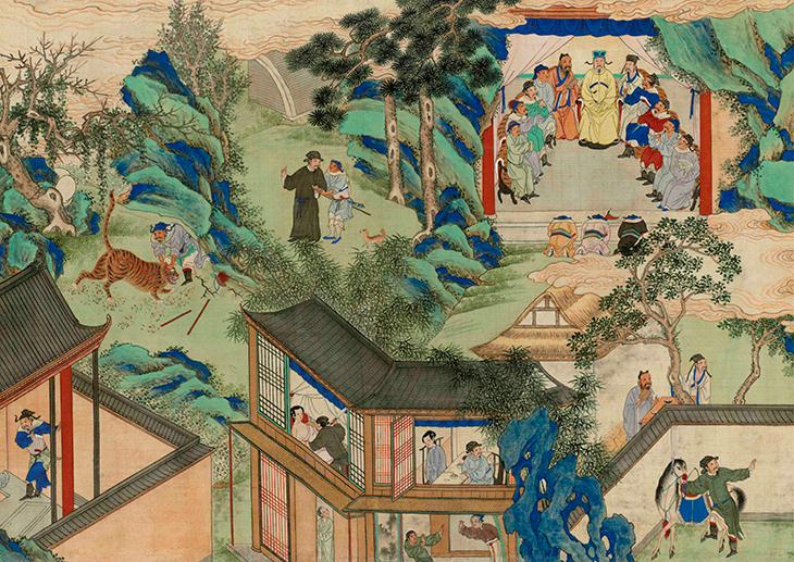 Scroll painting with numerous scenes of popular life (18th century), unknown Chinese artist.