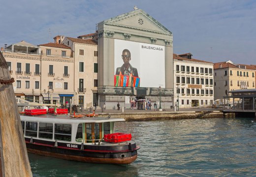 A billboard for Balenciaga on a church in Venice in 2017.