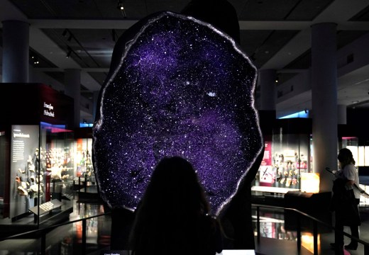 A giant amethyst geode from Uruguay, installed in the Mignone Halls of Gems and Minerals at the American Museum of Natural History, New York. Photo: Timothy A. Clary/AFP via Getty Images