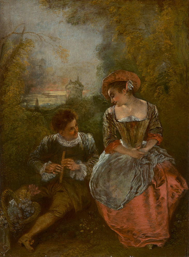 The Ogling Woman (La Lorgneuse) (1716), Jean Antoine Watteau. Collection of Ariane and Lionel Sauvage. 