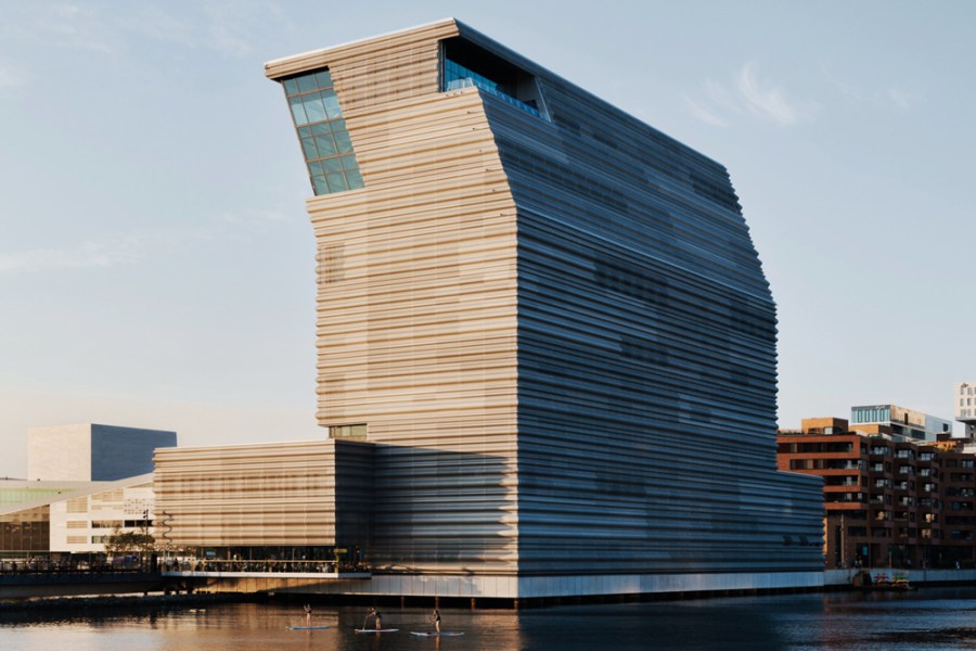 The new 13-storey MUNCH museum, designed by Estudio Herreros, on the waterfront in Oslo.