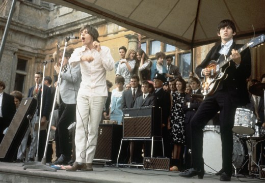 The Rolling Stones on stage at Longleat House in Wiltshire on 2 August 1964.