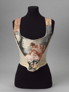 Corset from Vivienne Westwood’s ‘Portrait’ collection of 1990, with François Boucher’s Daphnis and Chloe printed on the front panel.