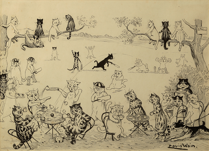 A Cricket Catastrophe (n.d.), Louis Wain. Bethlem Museum of the Mind, London