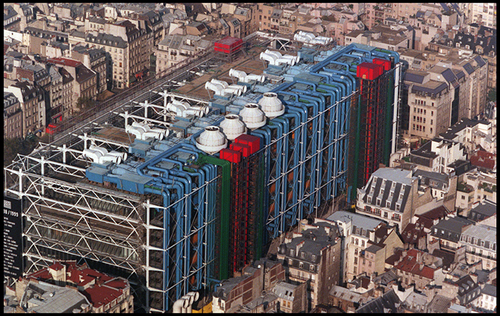 Aerial view of the Centre Pompidou.