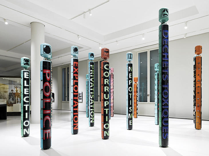 Indignation (2012) by Justine Gaga, installed in the ‘Colonial Cameroon’ display at the Humboldt Forum, Berlin, in 2021.