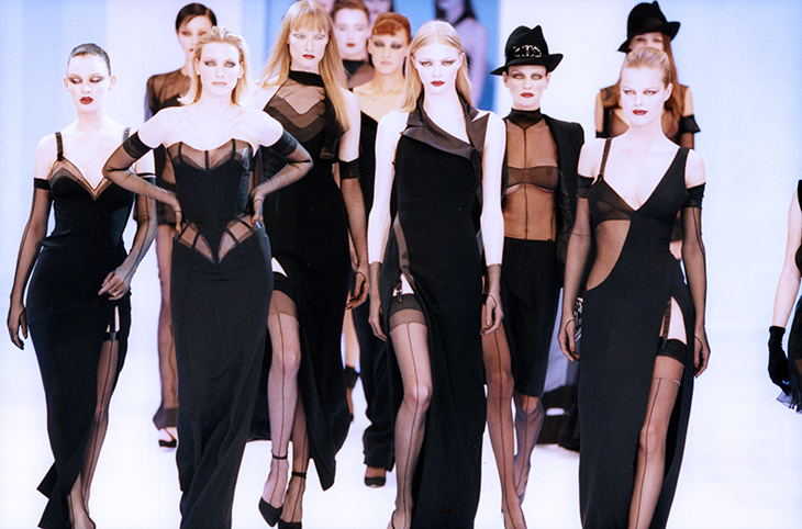 At the end of the Thierry Mugler show in March 1998 in Paris.
