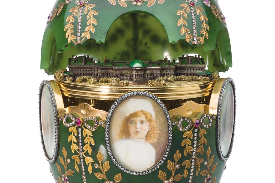 The Alexander Palace Egg (1908; detail), Henrik Wigström for Fabergé. Moscow Kremlin Museums.