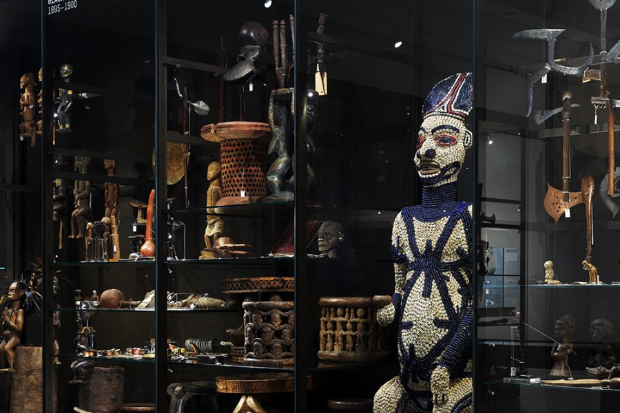 Installation view of ‘Open Storage Africa. Appropriating objects and imagining Africa’ in the Humboldt Forum, Berlin.