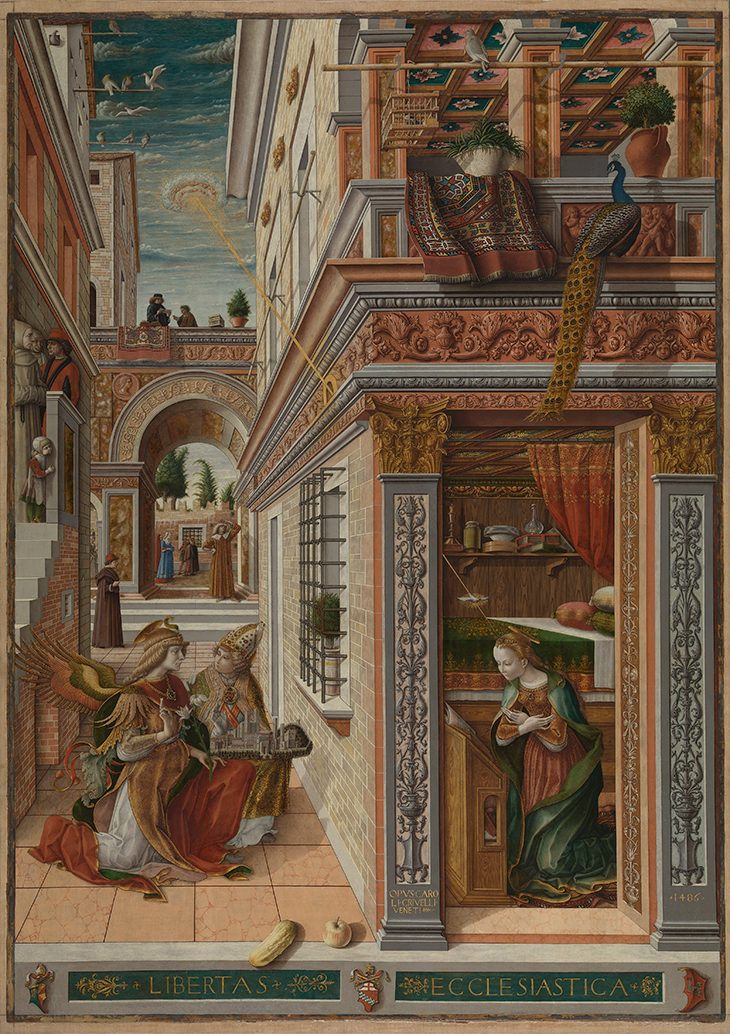 The Annunciation, with Saint Emidius (1486), Carlo Crivelli. 