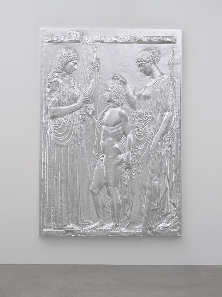 A copy of ten marble fragments of the Great Eleusinian Relief (2017), Charles Ray. Collection of Joshua and Filipa Fink, New York.