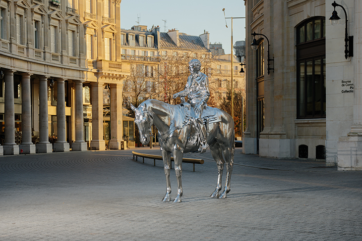 Horse and Rider (2014), installed outside the Bourse de Commerce-Pinault Collection in Paris in 2022.