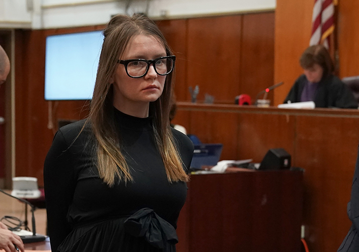 The real thing: Anna Sorokin being led away after being sentenced in May 2019 following a conviction for multiple counts of grand larceny and theft of services.