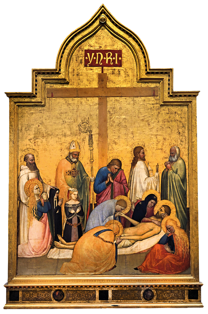 Lamentation with Saints Benedict and Remigius and Donors(c. 1360), Giottino. Gallerie degli Uffizi, Florence.