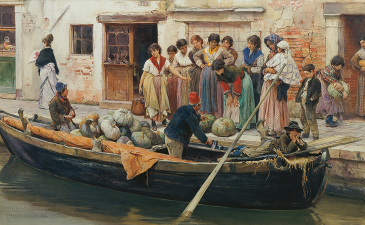 Kürbisverkäufer in Chioggia (1876), Ludwig Johann Passini.