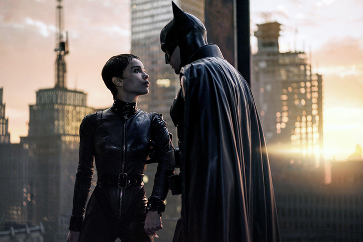 Zoe Kravitz as Catwoman and Robert Pattinson as Batman, 2022. Photo: Jonathan Olley; courtesy Everett Collection Inc/Alamy Stock Photo; © Warner Bros